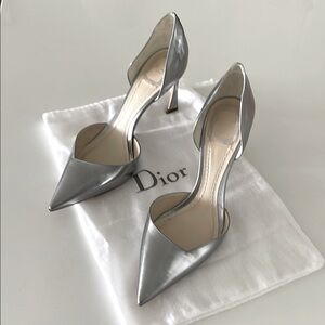 Dior Silver Leather D'Orsay Pumps